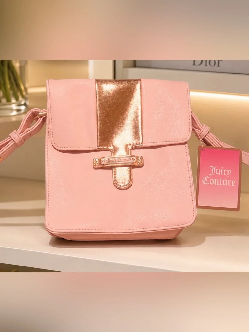 Juicy Couture Pink Crossbody with Metallic Accent, New With Tags